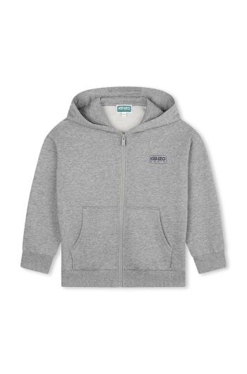 Detská mikina Kenzo Kids šedá farba, s kapucňou, s potlačou, K60810