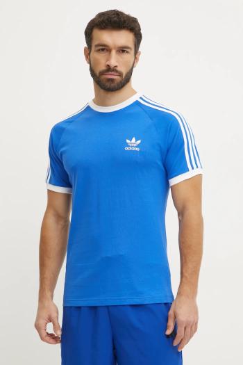 Bavlnené tričko adidas Originals 3-Stripes pánske, modrá farba, vzorované, JD2880