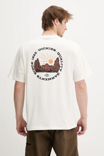 Bavlnené tričko Dickies pánske, béžová farba, s potlačou, DK0A4Z8PC481
