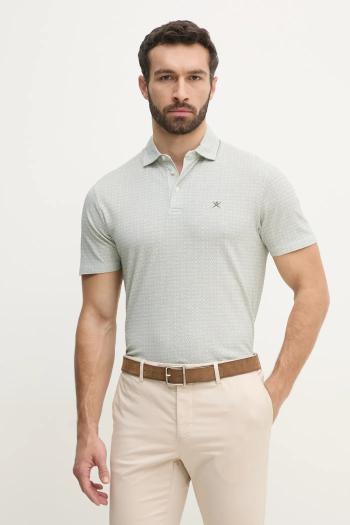 Bavlnené polo tričko Hackett London pánske, zelená farba, vzorované, HM563422