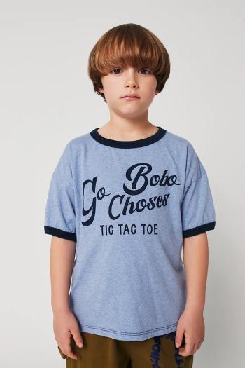 Detské bavlnené tričko Bobo Choses Go Bobo modrá farba, s potlačou, 225AC001