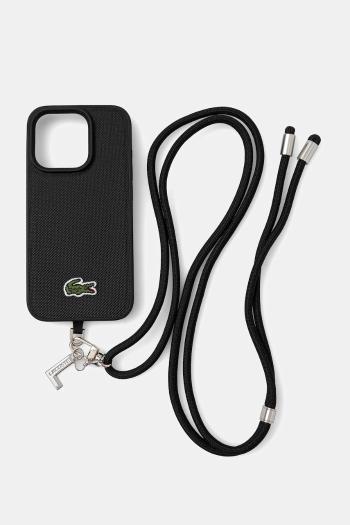 Puzdro na mobil Lacoste iPhone 15 Pro čierna farba, LCHMBCP15LPVCK