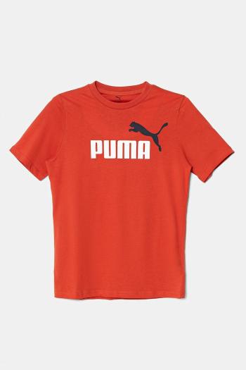 Detské bavlnené tričko Puma ESS 2 COLOR No.1 Logo Tee červená farba, s potlačou, 685778