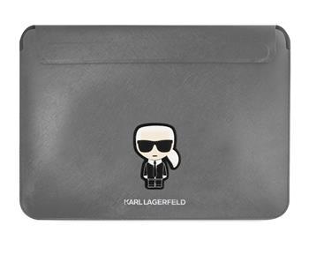 KARL LAGERFELD SAFFIANO Puzdro pre notebook s uhlopriečkou do 16" strieborný