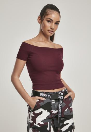 Urban Classics Ladies Off Shoulder Rib Tee redwine - M