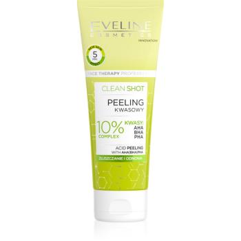 Eveline Cosmetics Clean Shot 10% Complex of AHA, BHA and PHA jemný peeling proti nedokonalostiam pleti 75 ml