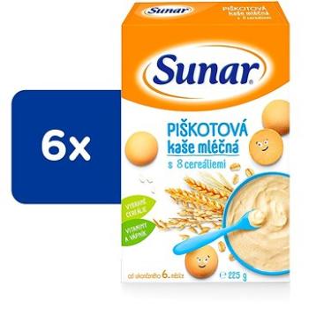 Sunar piškótová mliečna kaša s 8 cereáliami 6× 225 g (8592084409739)