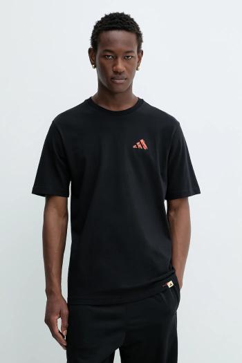 Bavlnené tričko adidas Doodle Hunt Hike Graphic T-Shirt pánske, čierna farba, s potlačou, KA7139
