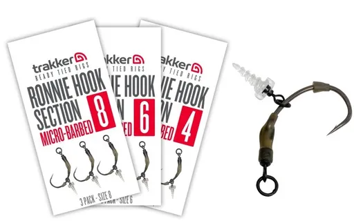 Trakker náväzce koncová časť ronnie hook section barbed 3 ks - veľkosť háčika 6
