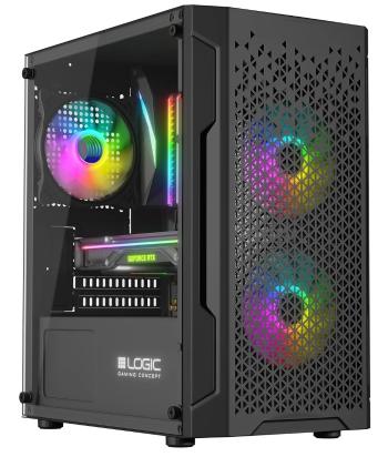 LOGIC PC skriňa Aramis ARGB MINI 1x USB 3.0, 2x USB 2.0 + audio, čierna, bez zdroja