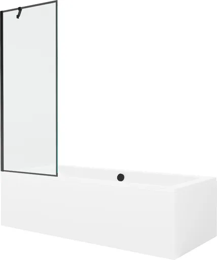 MEXEN/S - Cube obdĺžniková vaňa 170 x 80 cm s panelom + vaňová zástena 70, čierna vzor 550517080X9507007070
