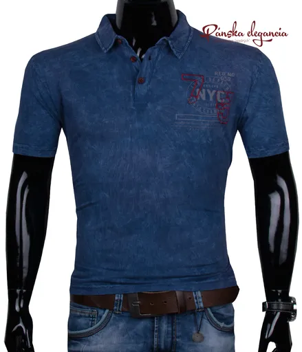 Pánske polo tričko modrej farby.