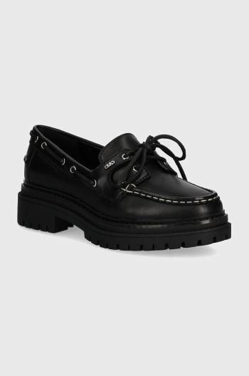 Kožené mokasíny MICHAEL Michael Kors Cameron dámske, čierna farba, na platforme, 40T4CAFP1L 001