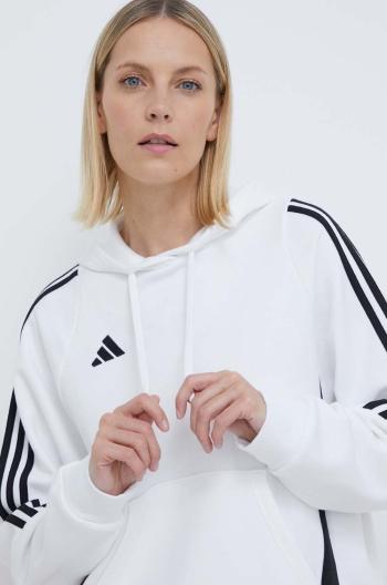 Tepláková mikina adidas Performance Tiro24 biela farba, s kapucňou, s nášivkou, IR7508