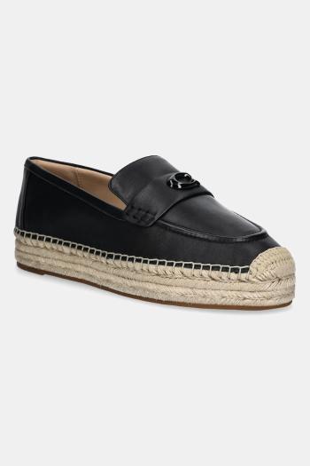 Kožené espadrilky Coach Camilla čierna farba, na platforme, CR045