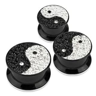 Plug do ucha - JIN JANG, trblietky a zirkóny - Hrúbka piercingu: 10 mm