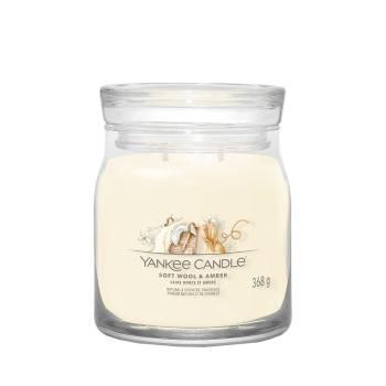 YANKEE CANDLE Signature Vonná sviečka stredná 2 knôty Soft Wool & Amber 368 g