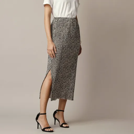 Dlhá plisovaná sukňa so zvieracou potlačou