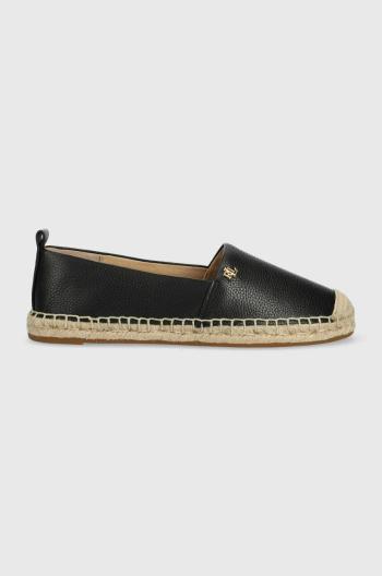 Kožené espadrilky Lauren Ralph Lauren Cameryn IV čierna farba, 802905000000