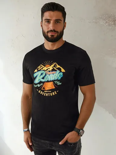 Pánske tričko s potlačou čiernej farby Dstreet RX5400