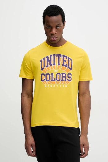 Bavlnené tričko United Colors of Benetton pánske, fialová farba, s potlačou, 3I1XU1096