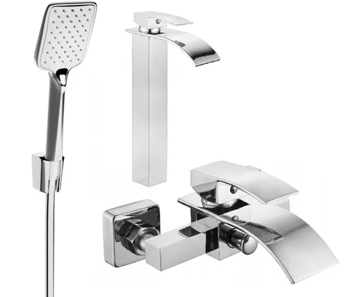 MEXEN/S - Aries R62 Set umývadlovej a vaňovej batérie s príslušenstvom, chróm 744813R62-00