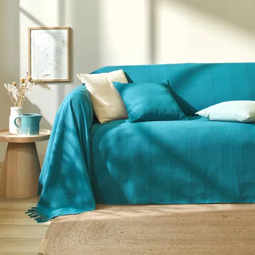 Jednofarebná ručne tkaná bavlnená prikrývka alebo obliečka na vankúš