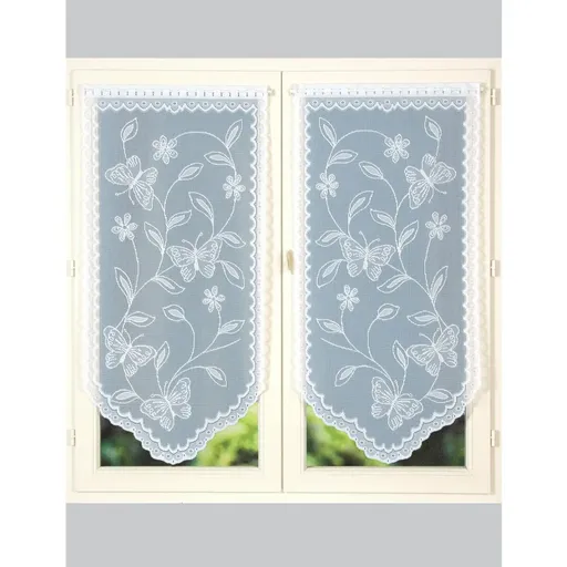 1 pár čipkových záclon do špičky, s kvetinovým motívom