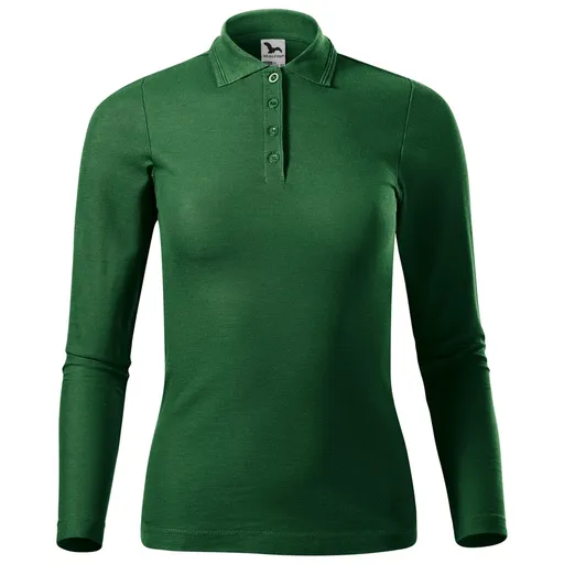 MALFINI Dámska polokošeľa s dlhým rukávom Pique Polo LS - Fľaškovo zelená | 2XL
