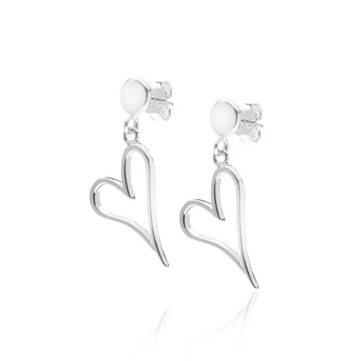 Náušnice zo striebra 925 - nepravidelná predĺžená kontúra srdca