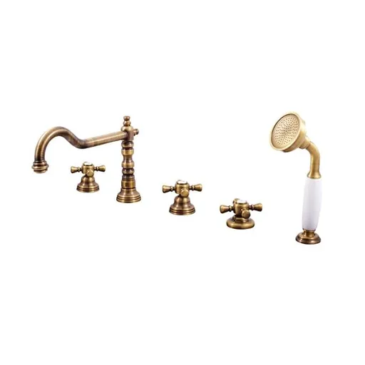 Vaňová batéria RAV Slezák MORAVA so sprchovacím setom stará mosadz MK364.5PSM