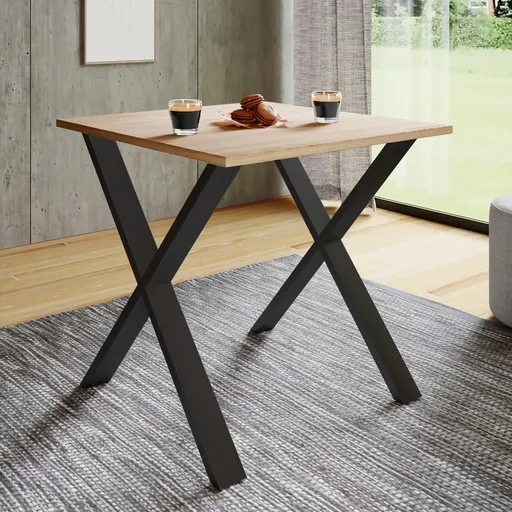 VCM Jídelní stůl Xona 80x80 X-nohy, dub sonoma