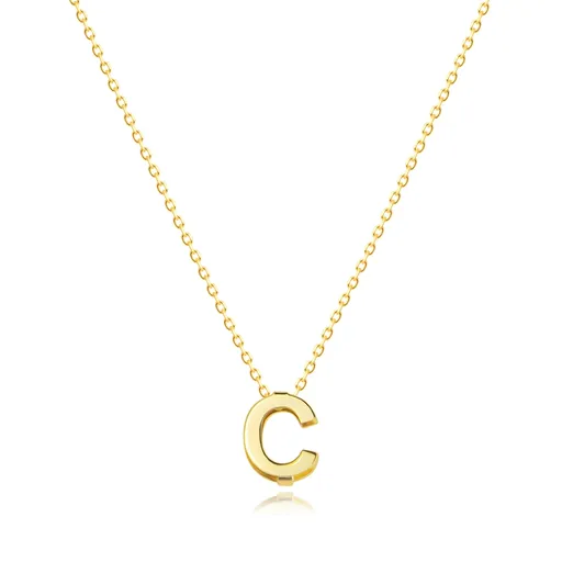 Náhrdelník zo žltého 9K zlata - zdvojené veľké tlačené písmeno C