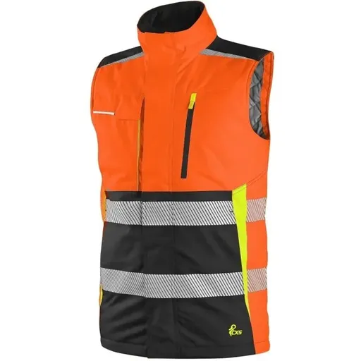 Canis (CXS) Zateplená reflexná pracovná vesta CXS BENSON - Oranžová / čierna | 2XL