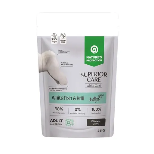 Natures Protection Superior care white dog adult GF white fish&krill kapsička pre psy 85 g