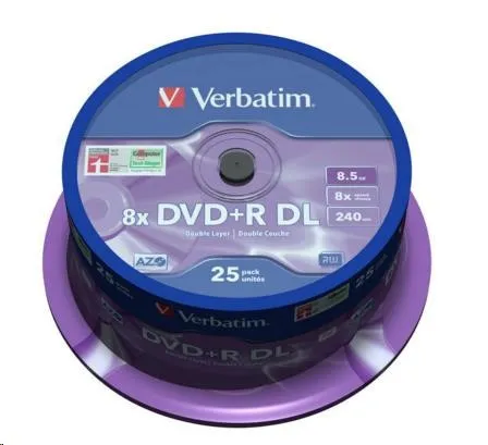 VERBATIM DVD+R(25-pack) Double layer/8x/8.5GB/spindle