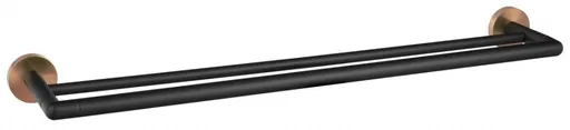 SAPHO - LARISSA dvojitý držiak uterákov 600, čierna/meď mat WS011BC