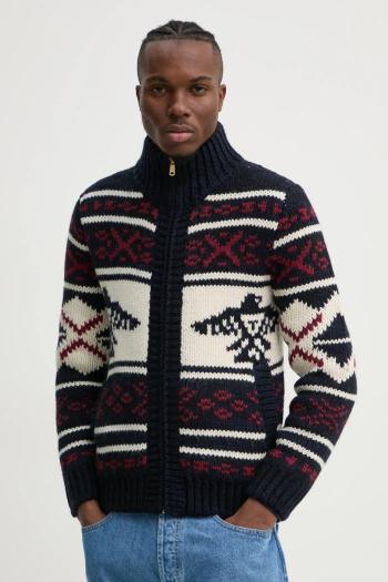 Kardigán s prímesou vlny Superdry pánsky, tmavomodrá farba, M6110591A-4BL