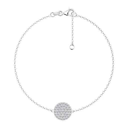 Náramok v striebre 925 - kruh s priehľadnými zirkónmi, ploché očká