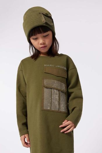 Detská čiapka s prímesou vlny Marc Jacobs zelená farba biela, W60349
