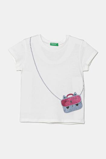Detské bavlnené tričko United Colors of Benetton biela farba, 3096G10J8