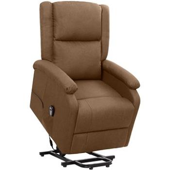 Zdvíhacie polohovacie kreslo hnedé textil, 329703