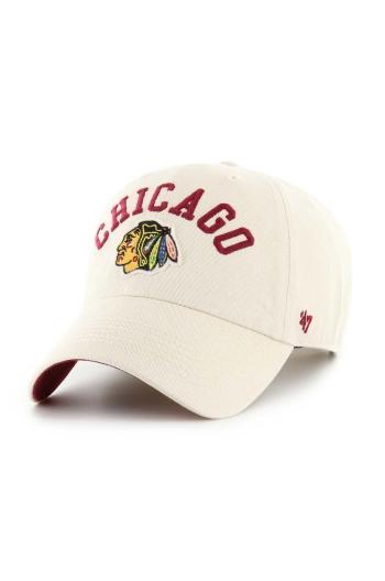 Bavlnená šiltovka 47 brand NHL Chicago Blackhawks béžová farba, s nášivkou, H-CLBFB04GWS-Y0