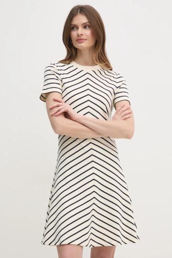 Bavlnené šaty Tommy Hilfiger béžová farba, mini, áčkový strih, WW0WW45521
