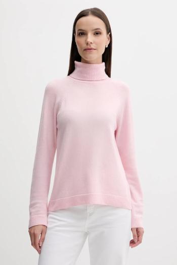 Sveter s prímesou vlny United Colors of Benetton ružová farba, ľahký, s rolákom, 1035D2551