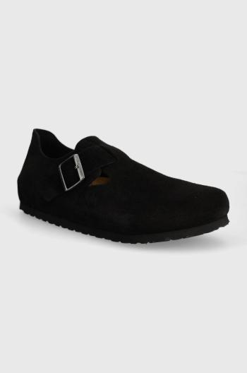 Semišové poltopánky Birkenstock London pánske, čierna farba, 1028103