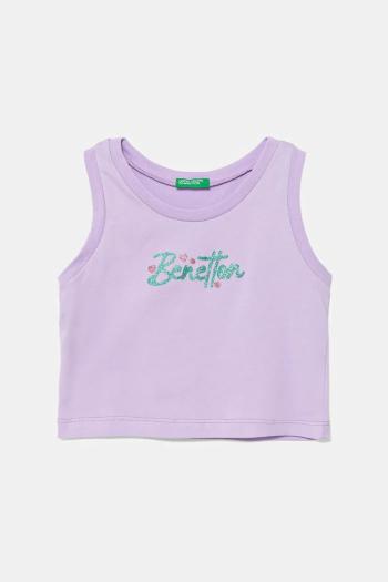Detský bavlnený top United Colors of Benetton fialová farba, 3I1XCH01Z