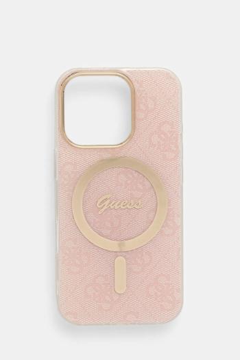 Puzdro na mobil Guess iPhone 16 Pro 6.3" ružová farba, GUHMP16LH4STP