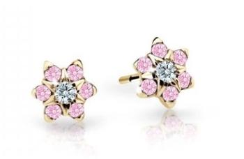Cutie Jewellery Pôvabné detské náušnice zo žltého zlata C2152-30-X-1 ružová