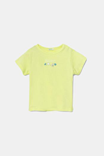 Detské bavlnené tričko United Colors of Benetton žltá farba, 3I1XA1067